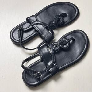 NYCO Women's Black T Strap Sandals Sz 7